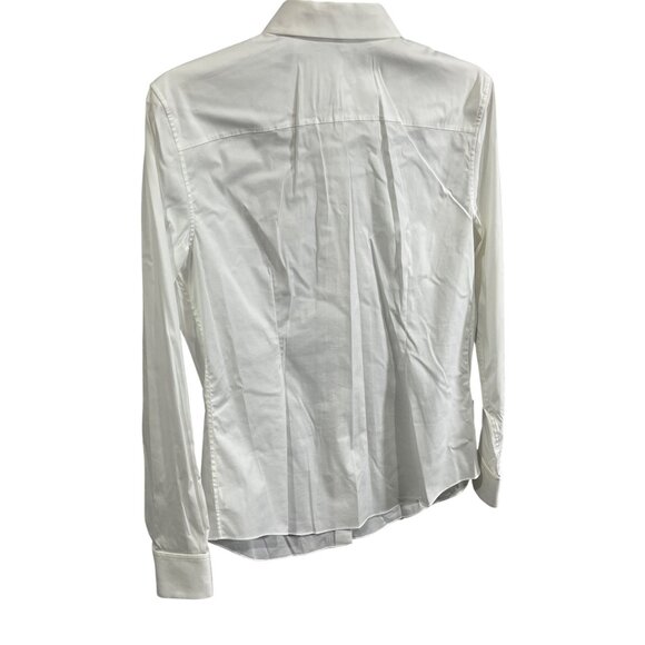 Theory Womens White Button-Down Shirt M Cotton Blend Long-Sleeve Classic Fit - Picture 2 of 6